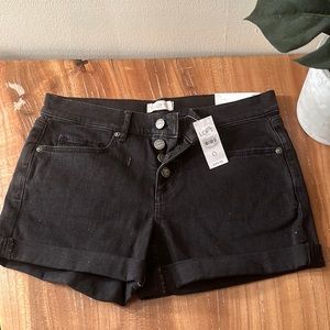 Loft black stretchy rolled denim shorts with buttons